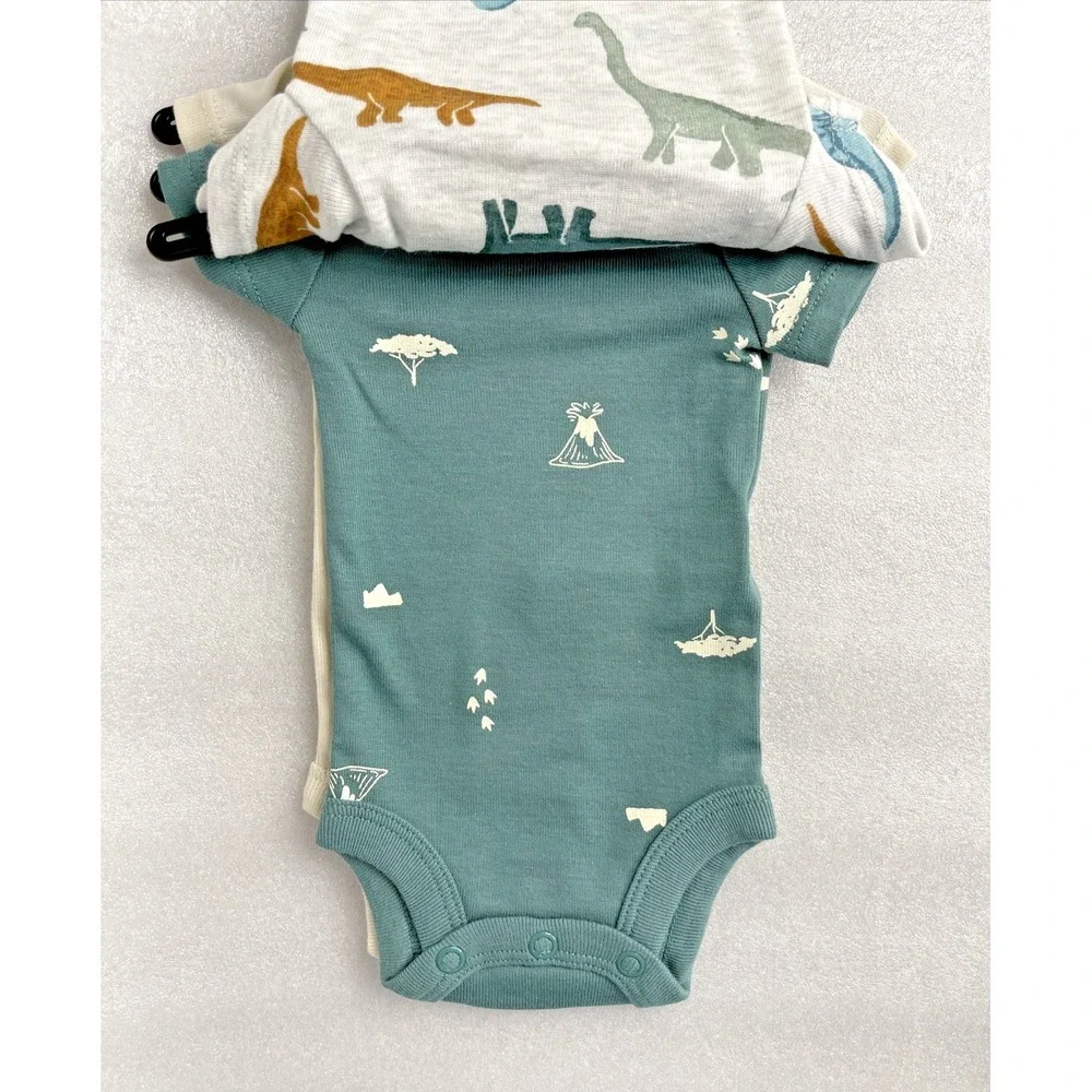 Carters Child Of Mine Baby Boy Dinosaur 5 Pieces - 3 Bodysuits & 2 Pants Preemie